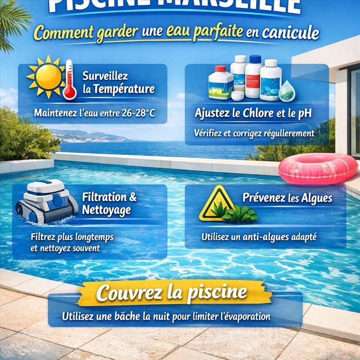 Piscine Marseille : comment garder une eau parfaite en canicule ?