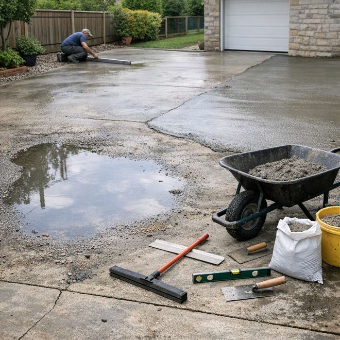 Comment éviter les flaques sur une cour en béton ? | Solutions efficaces