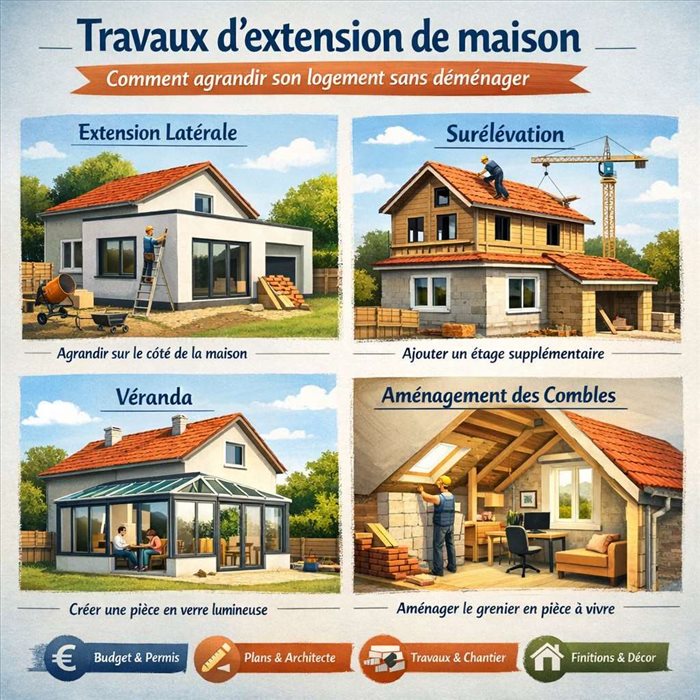 Travaux d’extension de maison : guide pour agrandir